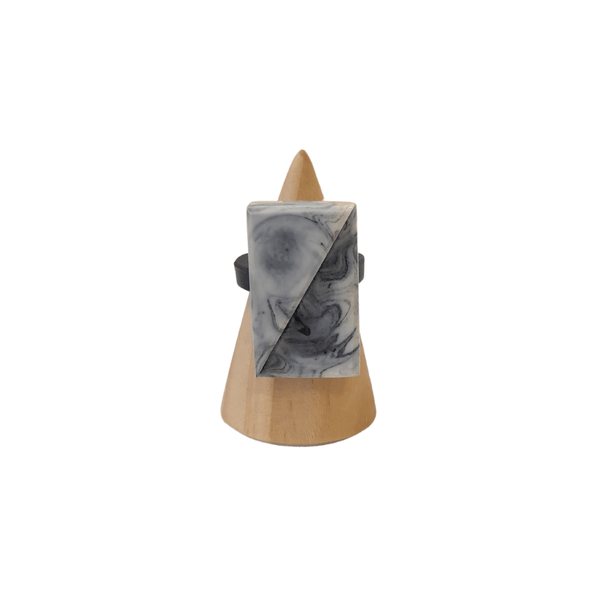 Two Triangle Marble Resin Ring - Mu Shop