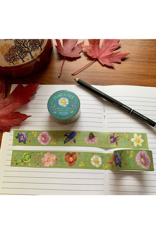 Washi Tape - Flower Folk. Illustrated paper tape - Mu Shop