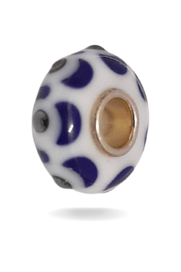 White Bead with Black Dots Universal Unique Bead #1423 - Mu Shop