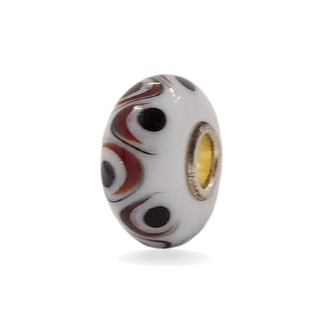 White Bead with Black Dots Universal Unique Bead #1555 - Mu Shop