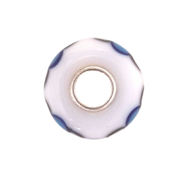 White Bead with Blue Dots Universal Unique Bead #1411 - Mu Shop