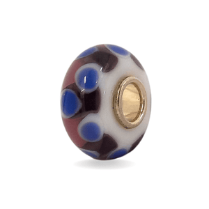 White Bead with Blue Dots Universal Unique Bead #1495 - Mu Shop