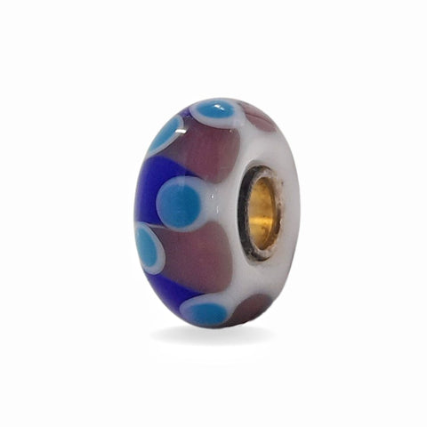 White Bead with Blue Dots Universal Unique Bead #1564 - Mu Shop