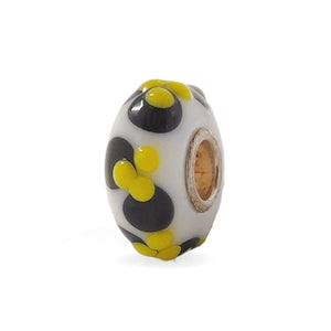 White Bead with Yellow Flowers Universal Unique Bead #1567 - Mu Shop