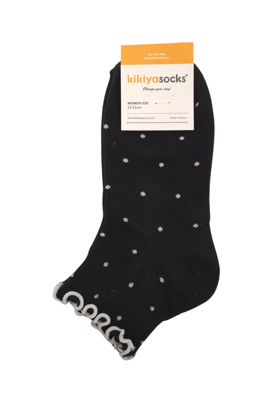 White Dots Adult Ankle Socks - Black - Mu Shop