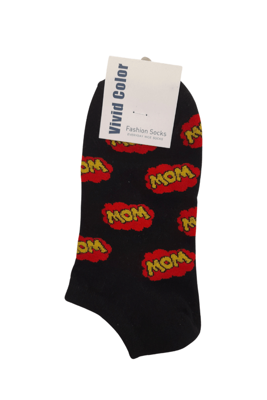 'Wow' Adult Ankle Socks - Black - Mu Shop