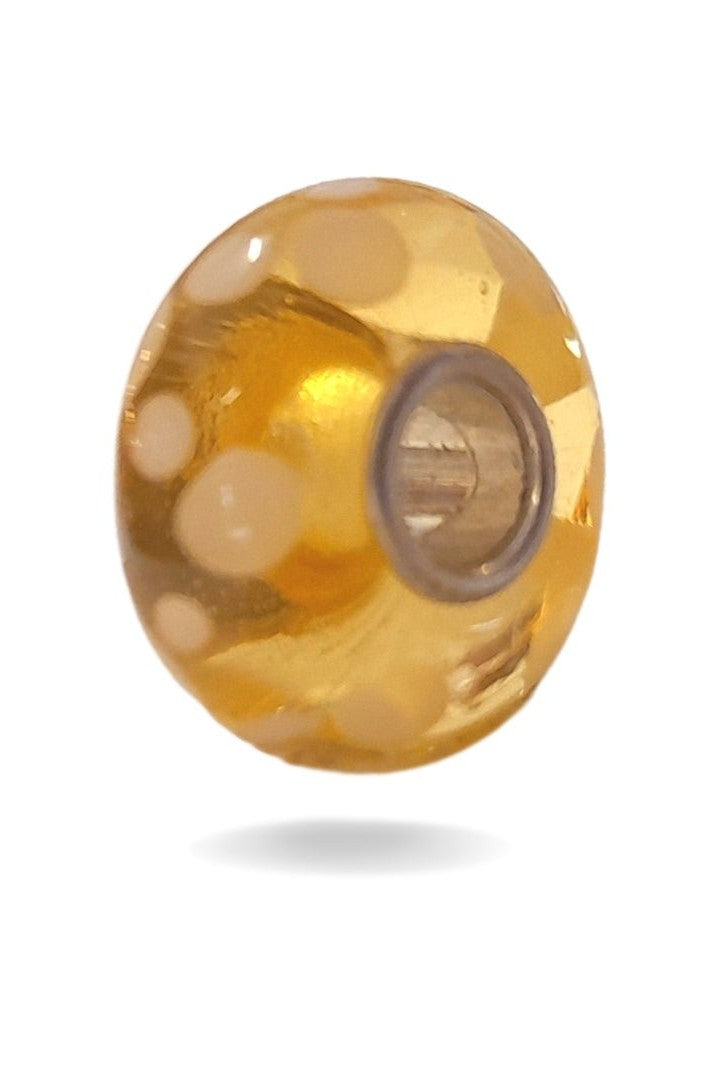 Yellow Transparent Bead with White Dots Universal Unique Bead #1421 - Mu Shop